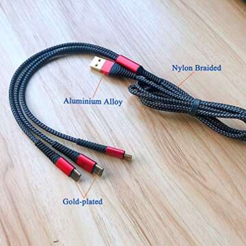 incofan Multi Charger Cable, 2Pack 6ft Nylon Braided Universal 3 in 1 Multiple Ports Devices USB Cha...