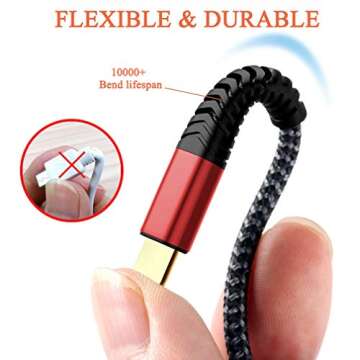 incofan Multi Charger Cable, 2Pack 6ft Nylon Braided Universal 3 in 1 Multiple Ports Devices USB Charging Cord with Gold-Plated Type C/Micro USB Connectors for Phones Tablets (Charging Only)