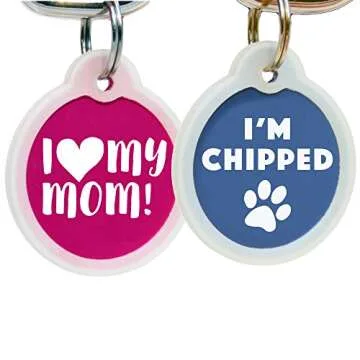 GoTags Funny Dog and Cat Tags Personalized with 4 Lines of Custom Engraved Text, Dog and Cat Collar ID Tags Come with Glow in The Dark Silencer to Protect Tag and Engraving, (Oh Shit)