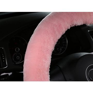 MLOVESIE Fluffy Sheepskin Steering Wheel Cover for Comfort