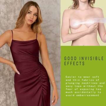 EMOET Transparent Breast Lift Tape and 10 Pcs Lace Petal Backless Nipple Cover Set,Fashion Medical Athletic Body Boop Push Up bob Tape Invisible boobtape Bra for Big Breas and Women Dresses or Clothes