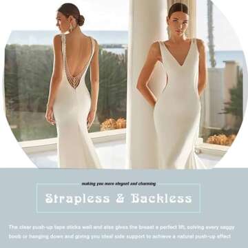 EMOET Transparent Breast Lift Tape and 10 Pcs Lace Petal Backless Nipple Cover Set,Fashion Medical Athletic Body Boop Push Up bob Tape Invisible boobtape Bra for Big Breas and Women Dresses or Clothes