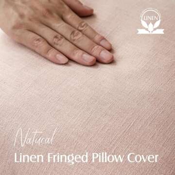 Foindtower Decorative Linen Fringe Lumbar Throw Pillow Covers for Cozy Home Decor