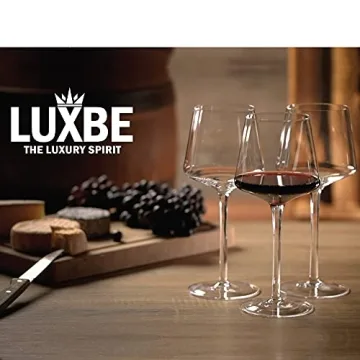 LUXBE Crystal Wine Glasses Set of 4 for Red & White Wines