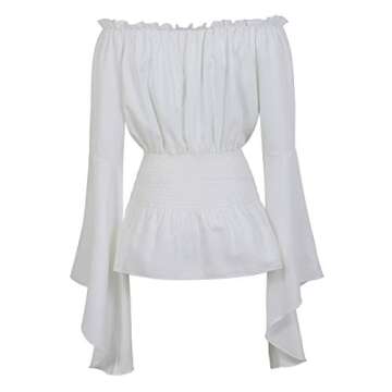 Kranchungel Renaissance Shirt Women White Renaissance Shirt Womens Pirate Blouse Long Sleeve Renaissance Shirt Women White Off The Shoulder Top Large