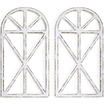 Barnyard Designs Rustic Window Frame Wall Decor, Vintage Farmhouse (2, White)