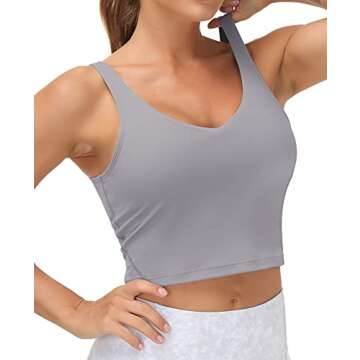 Women’s Longline Sports Bra Wirefree Padded Medium Support Yoga Bras Gym Running Workout Tank Tops...