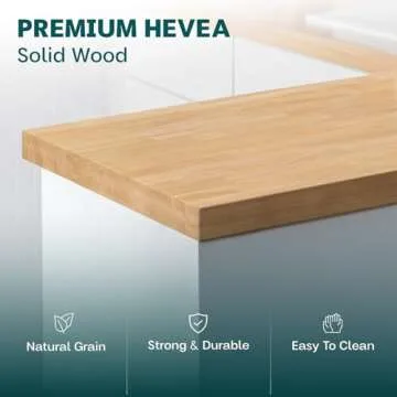 Bme Hevea Solid Wood Butcher Block Table Top for DIY