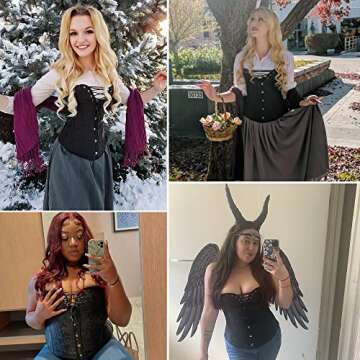 SHAPERX Women's Lace Up Steampunk Corset Top Plus Size