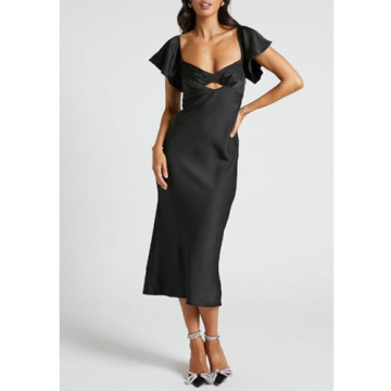 VUBIYA Satin Midi Dress Beautiful Elegant Wedding Dress