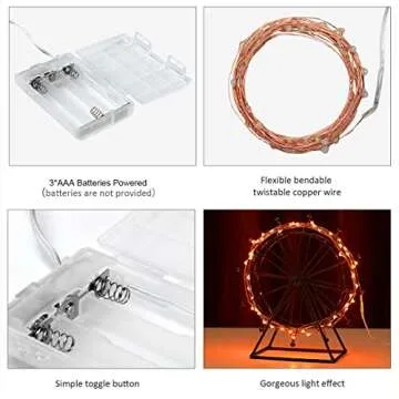 Ariceleo Mini Halloween Fairy Lights: 50 LEDs on 16ft Copper Wire String for Indoor/Outdoor Decorati...