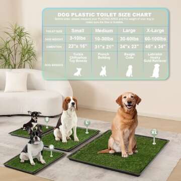 HQ4us Dog Grass Pad with Tray Large 34”×23” Dog Litter Box Toilet with 2×Artificial Grass for ...