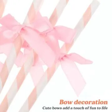 Stylish Pink Paper Straws with Bows for Parties