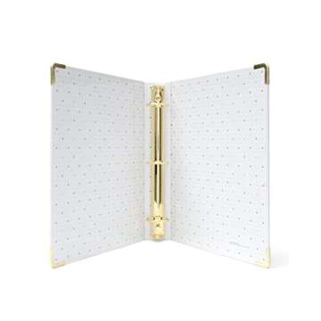 russell+hazel White Patent Signature 3-Ring Binder (36917)
