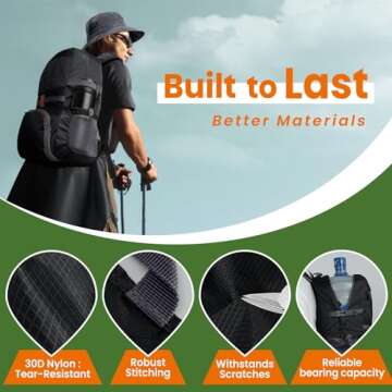 Yeendibo 33L Waterproof Hiking Backpack with Portable-Rest Station for Camping/Travel/Outdoors, Versatile & Lightweight Foldable Daypack for Men/Women (Black, Waterproof)