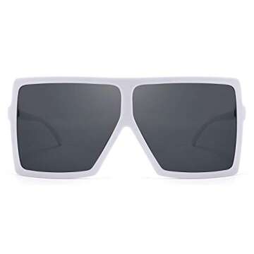 FEISEDY Women Square Oversized Sunglasses Flat Top Fashion Big Stylish Large Frame UV400 B2539