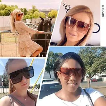 FEISEDY Oversized Square Sunglasses for Women - UV400 Protection