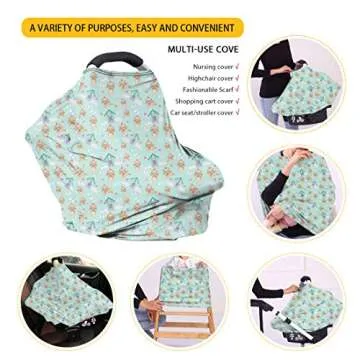 JOAIFO Aztec American Native Horse Print Nursing Cover Blue and White Tribal Baby Stroller Canopy Cover