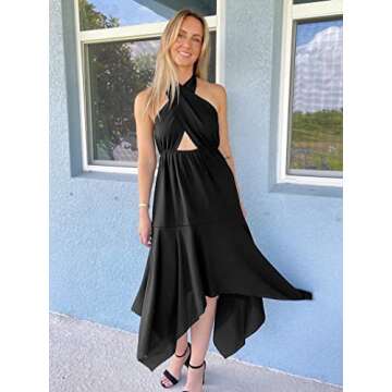 ANRABESS Women's Summer Halter Neck Midi Dress