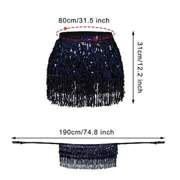 Gorgeous Belly Dance Hip Scarf with Sequin Fringes for Women and Girls