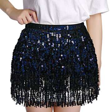 Gorgeous Belly Dance Sequin Tassel Skirt for Parties and Festivals