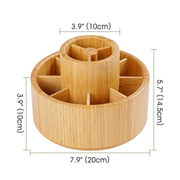 Utoplike Bamboo Rotating Art Supply Organizer for Creative Spaces