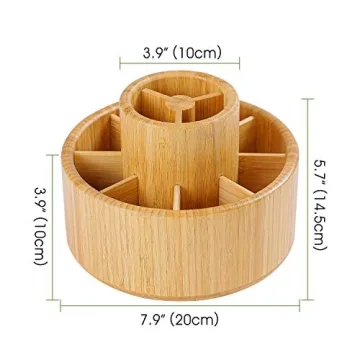 Utoplike Bamboo Rotating Art Supply Organizer for Creative Spaces
