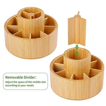Utoplike Bamboo Rotating Art Supply Organizer for Creative Spaces