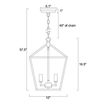 Edvivi Renzo 4-Light Black Lantern Pendant Light, Dimmable, Adjustable Height Square Cage Pendant Hanging Lighting Fixture Rustic Lantern Chandelier for Dining Room Kitchen Island Entrance Foyer
