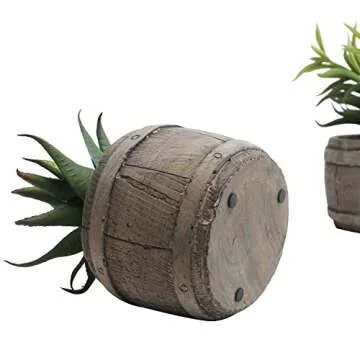 MyGift Set of 3 Rustic Succulent Plants in Decorative Pots