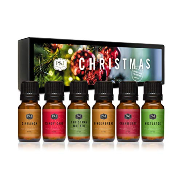 P&J Fragrance Oil Christmas Set | Christmas Wreath, Mistletoe, Candy Cane, Gingerbread, Cinnamon, an...