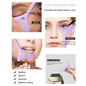 DogieLyn Silicone Winged Tip Reusable Smoky Eyeshadow Applicators Plate Cat Shape Eye liner Shadow Guide Template Multifunctional Lazy Quick Makeup Tool Eyebrow Pencil Eyeliner Stencils