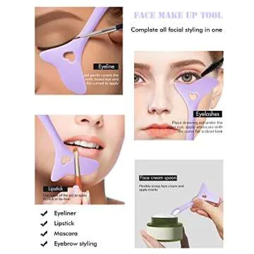 DogieLyn Silicone Winged Tip Reusable Smoky Eyeshadow Applicators Plate Cat Shape Eye liner Shadow Guide Template Multifunctional Lazy Quick Makeup Tool Eyebrow Pencil Eyeliner Stencils