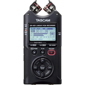 TASCAM DR-40X 4-Track Portable Handheld Field Recorder — 2 XLR/TRS Inputs, USB Audio Interface, Du...
