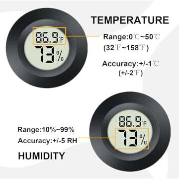 2 Pack Mini Digital Hygrometer Thermometer Gauge, Indoor Outdoor Temperature Humidity Meter for Greenhouse Humidors Incubators Reptile Terrarium Jars, Fahrenheit (℉) or Celsius(℃) (2)