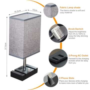 Lifeholder Dimmable Table Lamp with USB Charging Features