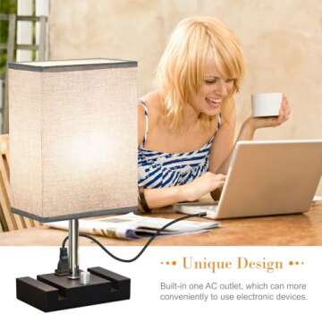 Lifeholder Dimmable Table Lamp with USB Charging Features