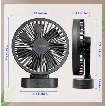 LEIORIO Small Fan Rechargeable,3 Speed Timable Cruise Fan with 90° Head Rotation,Small Office Fan for Office,Portable Fan for Indoor,Outdoor,Travel,Energy Efficient Ultra Usage Time Quiet Fan