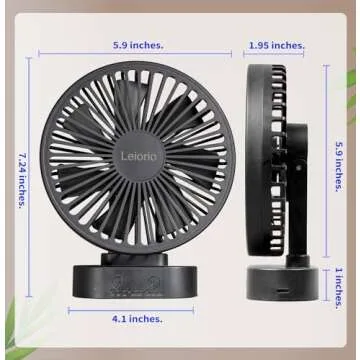 LEIORIO Small Fan Rechargeable,3 Speed Timable Cruise Fan with 90° Head Rotation,Small Office Fan for Office,Portable Fan for Indoor,Outdoor,Travel,Energy Efficient Ultra Usage Time Quiet Fan