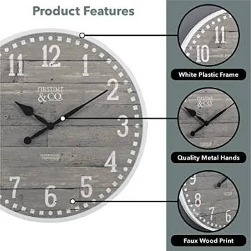 FirsTime Gray Arlo Wall Clock - Vintage 20" Decor