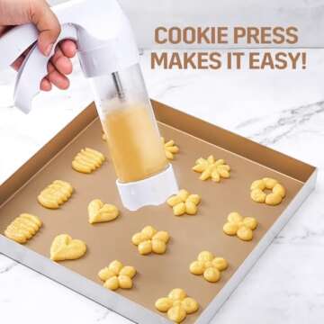 Cookie Press Gun,Spritz Cookie Press Set for Baking Cookie Decorating Kit with 12 Cookie Press Discs and 6 Cake Decoration Piping tips,Cookie Maker for Christmas Party