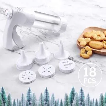 Cookie Press Gun,Spritz Cookie Press Set for Baking Cookie Decorating Kit with 12 Cookie Press Discs and 6 Cake Decoration Piping tips,Cookie Maker for Christmas Party