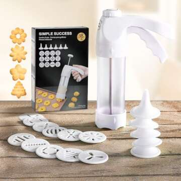 Cookie Press Gun,Spritz Cookie Press Set for Baking Cookie Decorating Kit with 12 Cookie Press Discs and 6 Cake Decoration Piping tips,Cookie Maker for Christmas Party