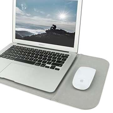 Allinside 13-13.3" Laptop Sleeve Compatible with MacBook Pro 14 2021 M1 (A2442)/ MacBook Air 13 2010-2017/ MacBook Pro 13 2010-2016, PU Leather Laptop Case, Gray