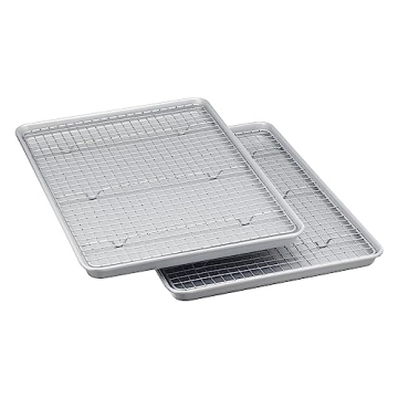Versatile Amazon Basics Nonstick Baking Sheets & Cooling Rack Set, 2-Pack, Ideal for All Baking Enth...