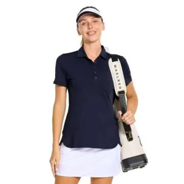 M MAELREG Womens Golf Shirt Short Sleeve Casual Lightweight Quick Dry Collared Tennis Polo Shirts for Women Navy