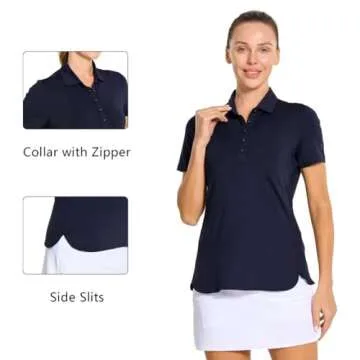 M MAELREG Womens Golf Shirt Short Sleeve Casual Lightweight Quick Dry Collared Tennis Polo Shirts for Women Navy
