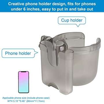 Accmor Stroller Cup Holder with Phone Holder, Bike Cup Holder, Universal Cup Holder for Uppababy Nuna Doona Strollers, 2-in-1 Cup Phone Holder for Stroller, Bike, Wheelchair, Walker, Scooter