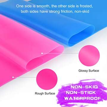 Coopay 4 Pieces A3 A4 Extra Large Silicone Sheet Silicone Mats for Crafts Resin Jewelry Casting Mat Tumbler Sheets, Waterproof Heat-Resistant (Blue and Pink, 15.7'' x 11.8'' & 11.6'' x 8.3'')