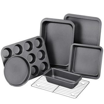 KITESSENSU 7-Piece Nonstick Baking Pans Set - Essential Bakeware for Every Kitchen